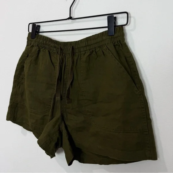 Quince 100% European Linen Shorts in Martini Olive Green size Small - Picture 4 of 5
